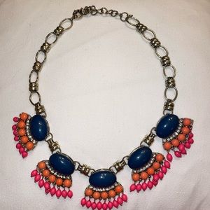Navy/crystal/salmon/hot pink 5 station necklace